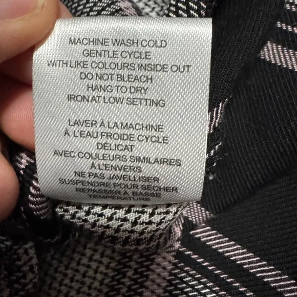 Warehouse One Sleeveless Plaid Button Down Hooded Shirt Black White Pink Medium - Picture 11 of 12